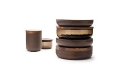 Pottery Bowl In Ceramic With Walnut Lid -Furniture & Decoration Shop 01RECHTHOEK 1408