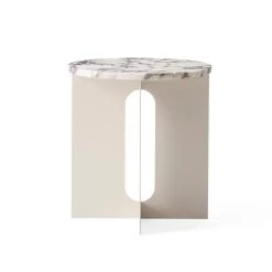 Androgyne Side Table -Furniture & Decoration Shop 1181319 Androgyne Side Tabletop Calacatta Viola Marble Ivory Base Front