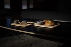 Bird's-Eye Maple Cutting Board #2 -Furniture & Decoration Shop CuttingBoardWBreadOnCoffeeTable LowAngle