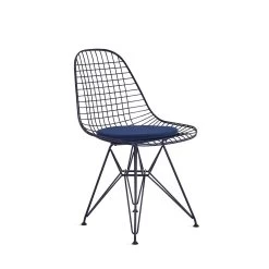 Herman Miller X HAY Eames Wire Chair With Upholstered Seat In Black Blue
