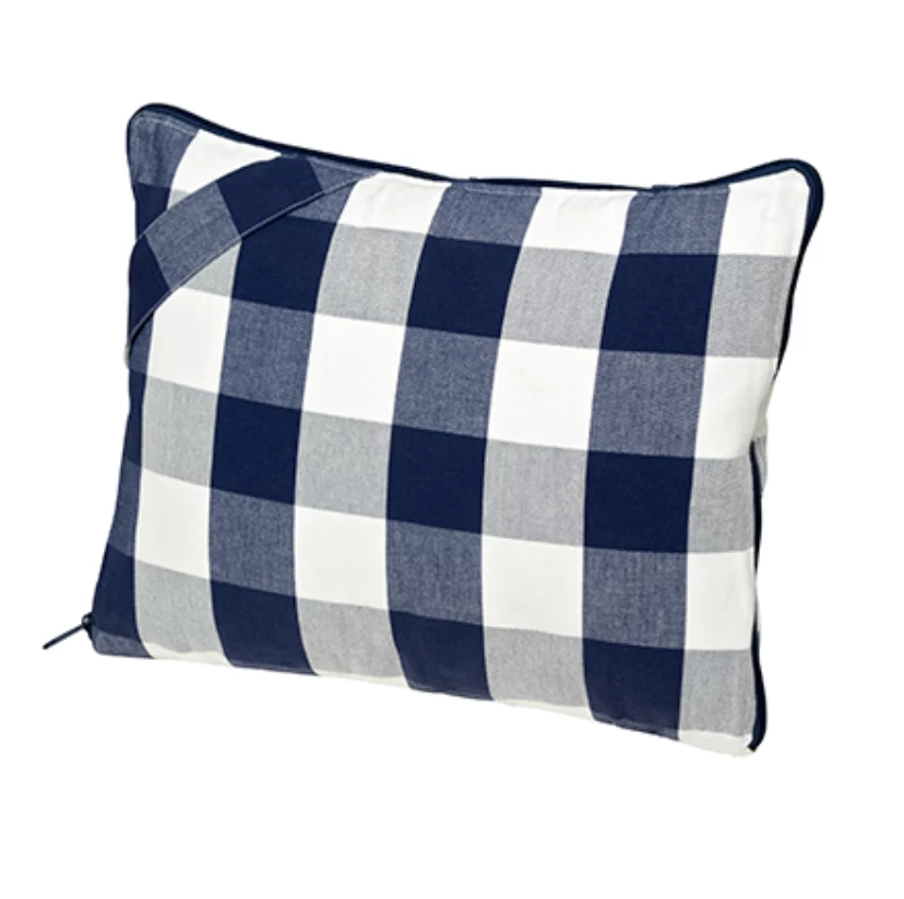 Travel Pillow In Blue Check 3 Travel Pillow In Blue Check