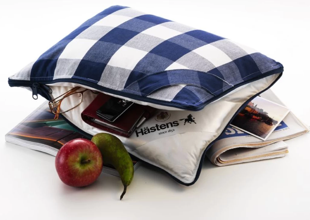 Travel Pillow In Blue Check 5 Travel Pillow In Blue Check - Image 3